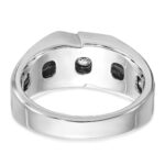 IBGoodman 14k White Gold with Black Rhodium Men's Polished Satin and Grooved Solitaire 1/5 Carat AA Quality Diamond Ring - Image 7