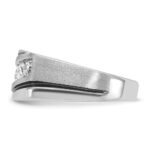 IBGoodman 14k White Gold with Black Rhodium Men's Polished Satin and Grooved 1 Carat AA Quality Diamond Ring - Image 5