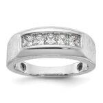 IBGoodman 14k White Gold 1 carat Lab Grown Diamond VS/SI+ G+ Five Stone Complete Polished and Satin Men's Ring