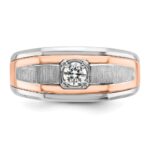 14k Two-tone White/Rose Gold IBGoodman Men's Satin 1/3 carat Diamond Complete Ring - Image 6