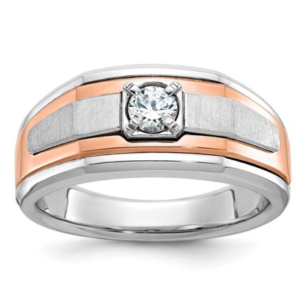 14k Two-tone White/Rose Gold IBGoodman Men's Satin Diamond Ring Mounting