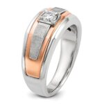 14k Two-tone White/Rose Gold IBGoodman Men's Satin Diamond Ring Mounting - Image 8
