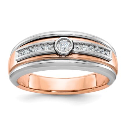 14k Two-tone White/Rose Gold IBGoodman Men's 1/5 carat Diamond Complete Ring