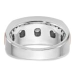IBGoodman 14k White and Rose Gold Men's Polished and Grooved 5-Stone Ring Mounting - Image 6