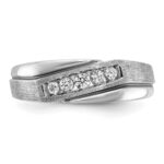 IBGoodman 14k White Gold with Black Rhodium Men's Polished Satin and Grooved 1/4 Carat AA Quality Diamond Ring - Image 5