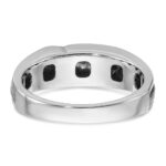 IBGoodman 14k White Gold with Black Rhodium 1/4 carat Lab Grown Diamond VS/SI+ G+ Complete Polished Satin and Grooved Men's Ring - Image 5