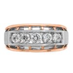 IBGoodman 10k White and Rose Gold Men's Polished Satin and Cut-Out 5-Stone 1 Carat A Quality Diamond Ring - Image 6