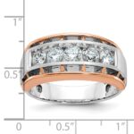 IBGoodman 14k White and Rose Gold Men's Polished Satin and Cut-Out 5-Stone 1 Carat AA Quality Diamond Ring - Image 3