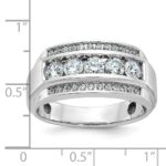 IBGoodman 10k White Gold Men's Polished and Satin 3-Row 1 1/4 Carat A Quality Diamond Ring - Image 3