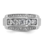 IBGoodman 14k White Gold 1 1/5 carat Lab Grown Diamond VS/SI+ G+ Complete Polished and Satin Three Row Men's Ring - Image 4