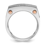 IBGoodman 14k White and Rose Gold with Black Rhodium Men's Polished Satin and Grooved 5-Stone 1 Carat AA Quality Diamond Ring - Image 2