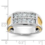 IBGoodman 14k Two-tone Men's Polished and Cut-Out 2-Row 1 Carat AA Quality Diamond Ring - Image 3