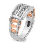IBGoodman 14k Two Tone Rose and White Gold 1 carat Lab Grown Diamond VS/SI+ G+ Complete Two-Row Cut-Out Men's Ring - Image 6