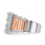 IBGoodman 14k White and Rose Gold Men's Polished and Cut-Out 3-Row 1 1/5 Carat AA Quality Diamond Ring - Image 5