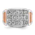 IBGoodman 14k White and Rose Gold Men's Polished and Cut-Out 3-Row 1 1/5 Carat AA Quality Diamond Ring - Image 6