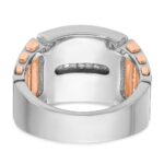 IBGoodman 14k Two Tone Rose and White Gold 1 5/8 carat Lab Grown Diamond VS/SI+ G+ Complete Three-Row Cut-Out Men's Ring - Image 5