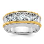 14k Two-tone IBGoodman Men's Polished 5-Stone Ring Mounting