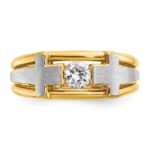 IBGoodman 14k Two-tone Men's Polished Satin and Cut-Out 1/2 Carat AA Quality Diamond Cross Ring - Image 6