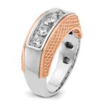 IBGoodman 14k White and Rose Gold Men's Polished and Textured 5-Stone Ring Mounting - Image 8