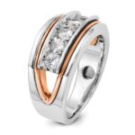 IBGoodman 14k Rose and White Gold Men's Polished Cut-Out 5-Stone 1 Carat AA Quality Diamond Ring - Image 7