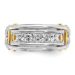 IBGoodman 14k Two-tone 1 carat Lab Grown Diamond VS/SI+ G+ Five Stone Complete Polished and Cut Out Men's Ring - Image 4