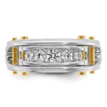 IBGoodman 14k Two-tone Men's Polished Grooved and Cut-Out 5-Stone 1/2 Carat AA Quality Diamond Ring - Image 6