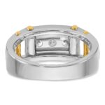 IBGoodman 14k Two-tone 1/2 carat Lab Grown Diamond VS/SI+ G+ Three Stone Complete Polished and Cut Out Men's Ring - Image 5