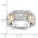 IBGoodman 14k Two-tone Men's Polished Grooved and Cut-Out 3-Stone 1/2 Carat AA Quality Diamond Ring - Image 3