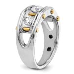 IBGoodman 14k Two-tone Men's Polished 3-Stone 1 Carat AA Quality Diamond Ring - Image 8