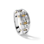 14k Two-tone IBGoodman Men's Polished 3-Stone Ring Mounting - Image 9