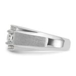 14k White Gold IBGoodman Men's Polished & Satin 3-Row Ring Mounting - Image 5