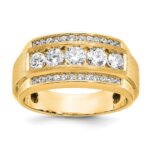 IBGoodman 14k 1 7/8 carat Lab Grown Diamond VS/SI+ G+ Complete Polished and Satin Three Row Men's Ring