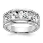 True Origin IBGoodman 14k White Gold 3 1/2 carat Lab Grown Diamond VS+ F+ Five Stone Complete Polished Brushed and Grooved Men's Ring