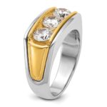 IBGoodman 14k Two-tone Men's Polished and Grooved 3-Stone Ring Mounting - Image 8