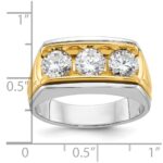 IBGoodman 14k Two-tone Men's Polished and Grooved 3-Stone Ring Mounting - Image 3