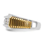 IBGoodman 14k Two-tone Men's Polished and Textured 5-Stone 1 Carat AA Quality Diamond Ring - Image 5