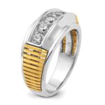 IBGoodman 14k Two-tone Men's Polished and Textured 5-Stone 1 Carat AA Quality Diamond Ring - Image 8