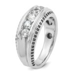 IBGoodman 14k White Gold with Black Rhodium Men's Polished and Textured 5-Stone 1 Carat AA Quality Diamond Ring - Image 8
