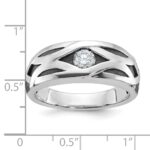 IBGoodman 14k White Gold with Black Rhodium Men's Polished Satin and Grooved 3/8 Carat AA Quality Diamond Ring - Image 3