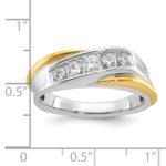 IBGoodman 14k Two-tone Men's Polished and Grooved 5-Stone 1/2 Carat AA Quality Diamond Ring - Image 3