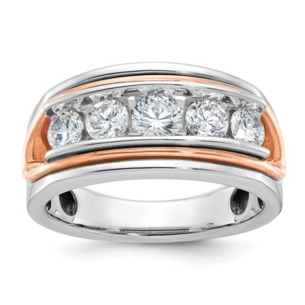 IBGoodman 14k White and Rose Gold Men's Polished and Cut-Out 5-Stone Ring Mounting