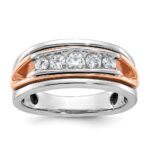 IBGoodman 14k Rose and White Gold Men's Polished Cut-Out 5-Stone Ring Mounting
