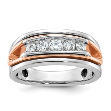 IBGoodman 14k Rose and White Gold Men's Polished Cut-Out 5-Stone Ring Mounting