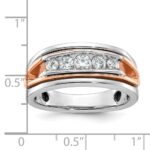 IBGoodman 14k Rose and White Gold Men's Polished Cut-Out 5-Stone Ring Mounting - Image 3