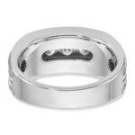 IBGoodman 14k White Gold Men's Polished Brushed and Grooved 5-Stone 1 Carat AA Quality Diamond Ring - Image 7