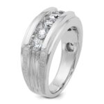 IBGoodman 14k White Gold Men's Polished Brushed and Grooved 5-Stone Ring Mounting - Image 8