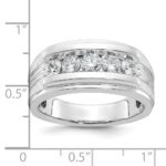 IBGoodman 14k White Gold Men's Polished Brushed and Grooved 5-Stone Ring Mounting - Image 3