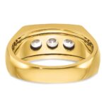 IBGoodman 14k Two-tone Men's Polished and Grooved 3-Stone 1 Carat AA Quality Diamond Ring - Image 7