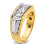 IBGoodman 14k Two-tone Men's Polished and Grooved 3-Stone 1 Carat AA Quality Diamond Ring - Image 8