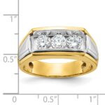 IBGoodman 14k Two-tone Men's Polished and Grooved 3-Stone Ring Mounting - Image 3